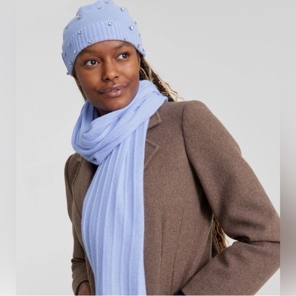NEW Women's Charter Club Cashmere Embellished Beanie Fresh Orchid